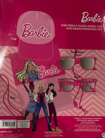 DISNEY 3pc Sunglasses, Cap & Drawstring Bag Set - Barbie, Frozen, Princess