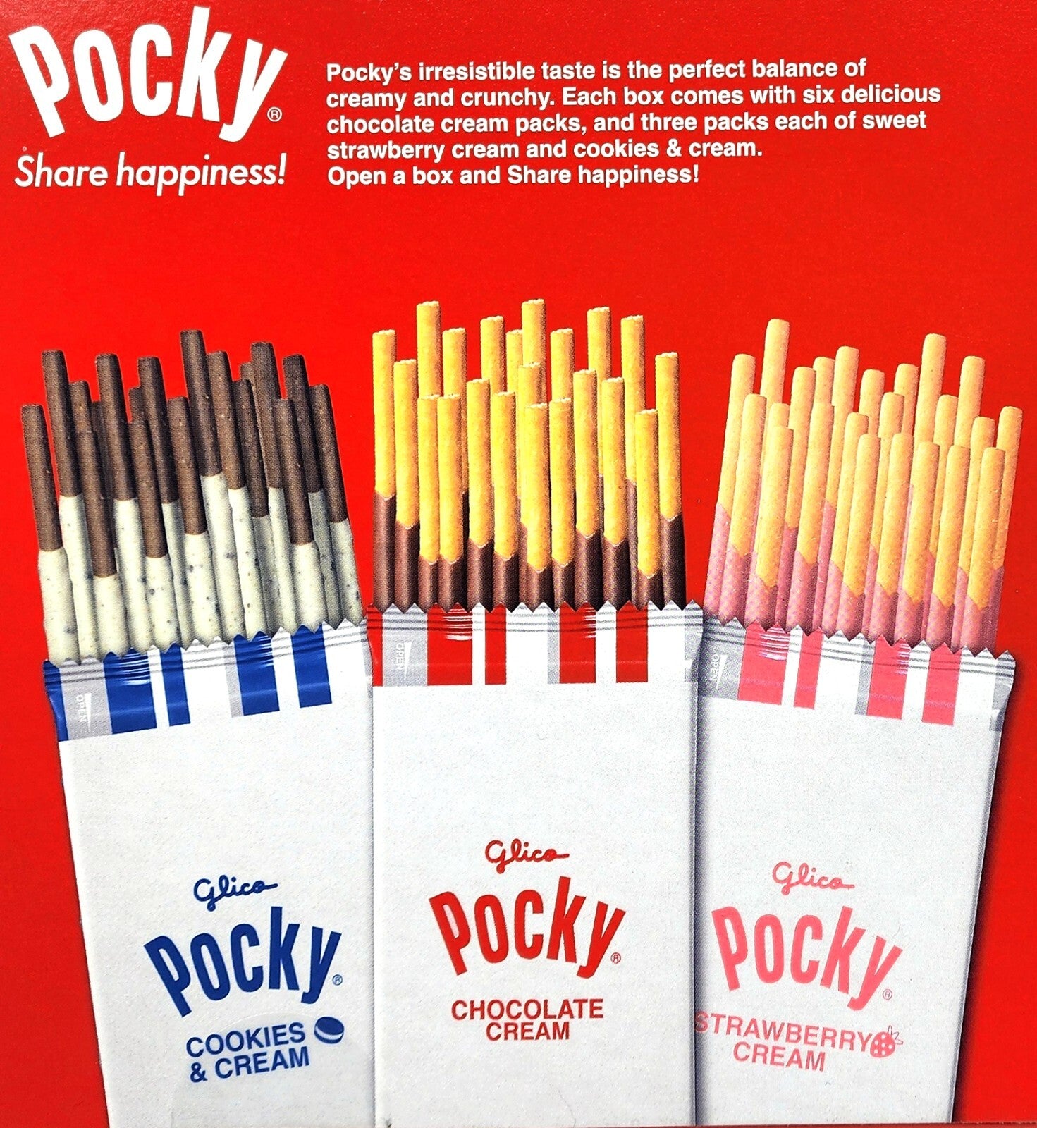 12 x 40g Glico Pocky Chocolate Cookies & Cream Strawberry Cream Biscuit Sticks