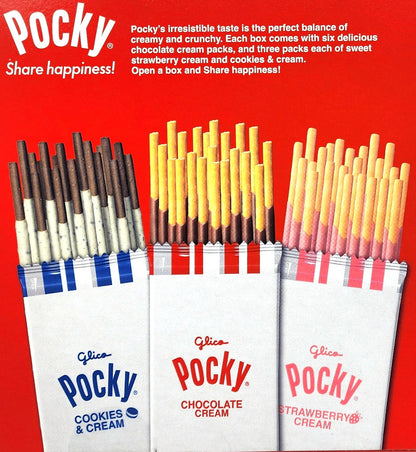 12 x 40g Glico Pocky Chocolate Cookies & Cream Strawberry Cream Biscuit Sticks