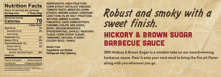 Sweet Baby Ray's Hickory Brown Sugar Barbecue BBQ Gourmet USA Flavor Sauce 946mL