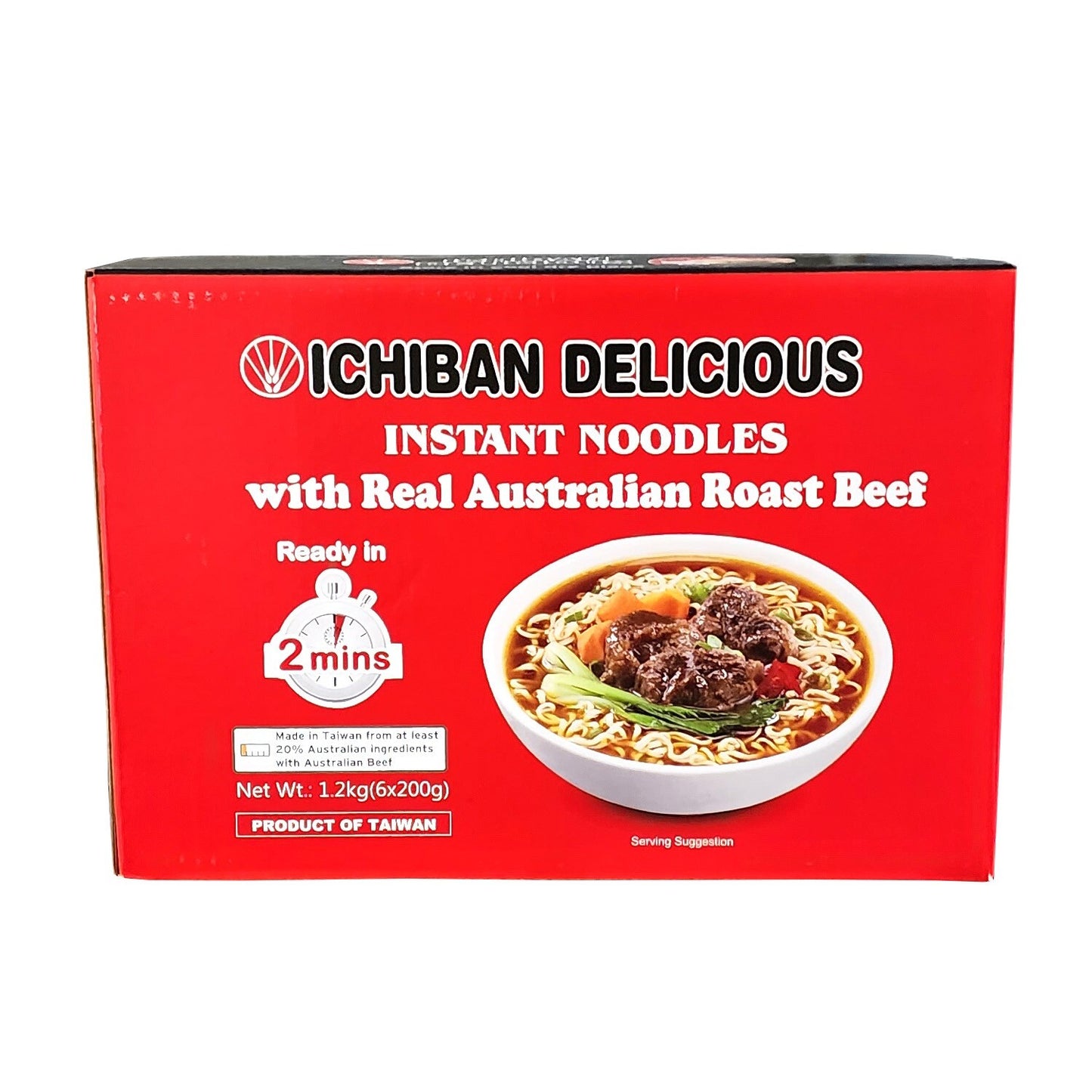 Ichiban Delicious With Real Australian Roast Beef Instant Bowl Noodles 6 x 200g