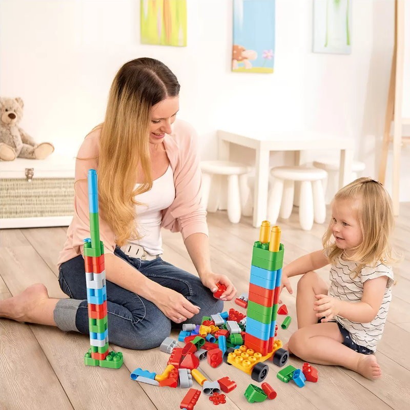 Poly M 128-Piece Building Block Set - Soft, Safe & Flexible Toy for 18m+ by Hape