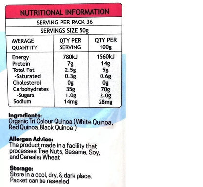 A Green Mill Organic Tri Colour Quinoa 1.8Kg Super Food Vegan Kosher Gluten Free