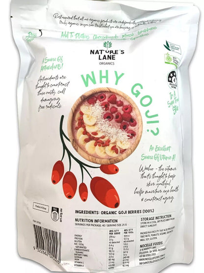 Nature's Lane Organic Dried Goji Berries 1kg - No Artificial Colours or Flavours