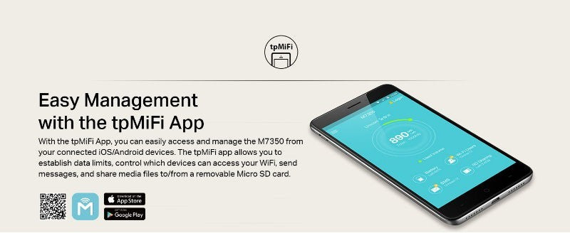 TP-Link M7350 4G LTE Advanced Wireless Modem Mobile Wi-Fi Nano SIM Micro SD Slot