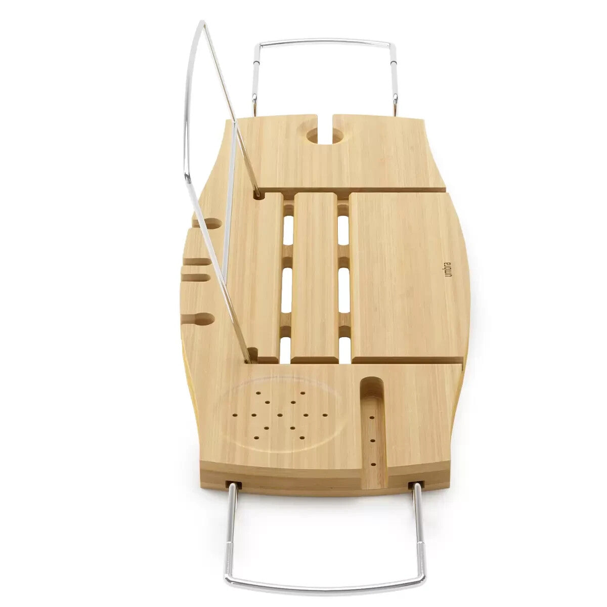 Expandable Natural Bamboo Bathtub Caddy Tray Adjustable Bath Tub Organiser Shelf
