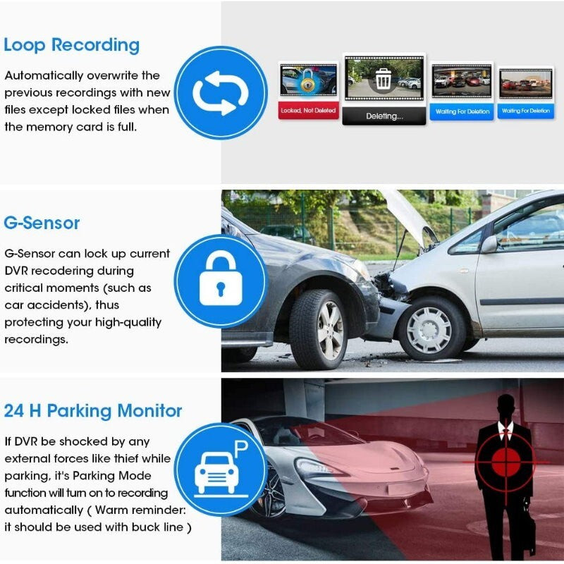 Anytek T600 10" Mirror Mounted Front & Rear Dash Camera Kit w/ Parking Monitor