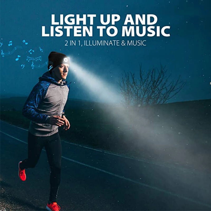 ZONSUSE 2-in-1 Winter Unisex Bluetooth Music Beanie Knitted Hat 6 LED Headlight