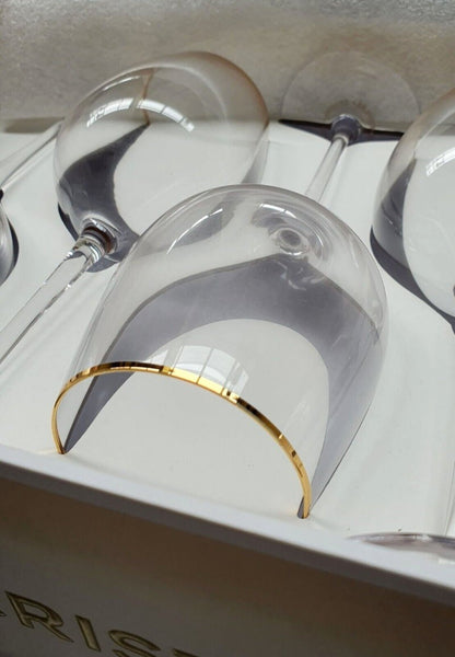 Cristina Re Chiara Wine Glasses - 6 Piece Set, 24ct Gold Trimmed & Lead Free