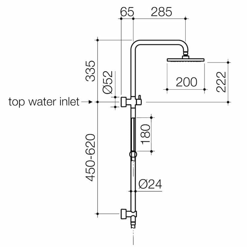 Clark CL10044.C3A Bathroom Square Rail Shower with Overhead - Chrome Faucet