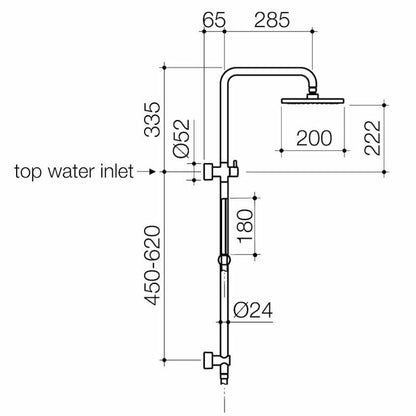 Clark CL10044.C3A Bathroom Square Rail Shower with Overhead - Chrome Faucet