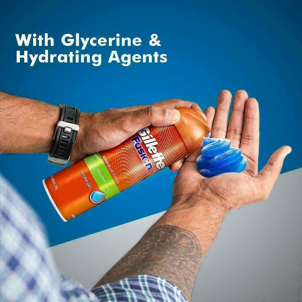 3 x 195g Gillette Fusion Mens Sensitive Shaving Shave Gel Skin Care Aloe Vitamin