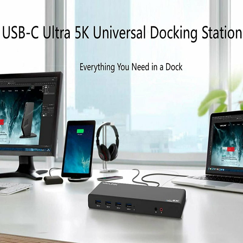 Wavlink UG69DK1 Universal USB-C Docking Station Dual Ultra 5K 4K HDMI RJ45