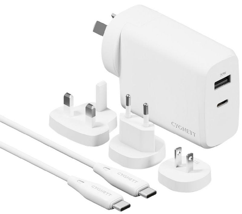 Cygnett PowerMaxx 33 Watt Travel Wall Charger Kit with 5000mAh Power Bank, Case