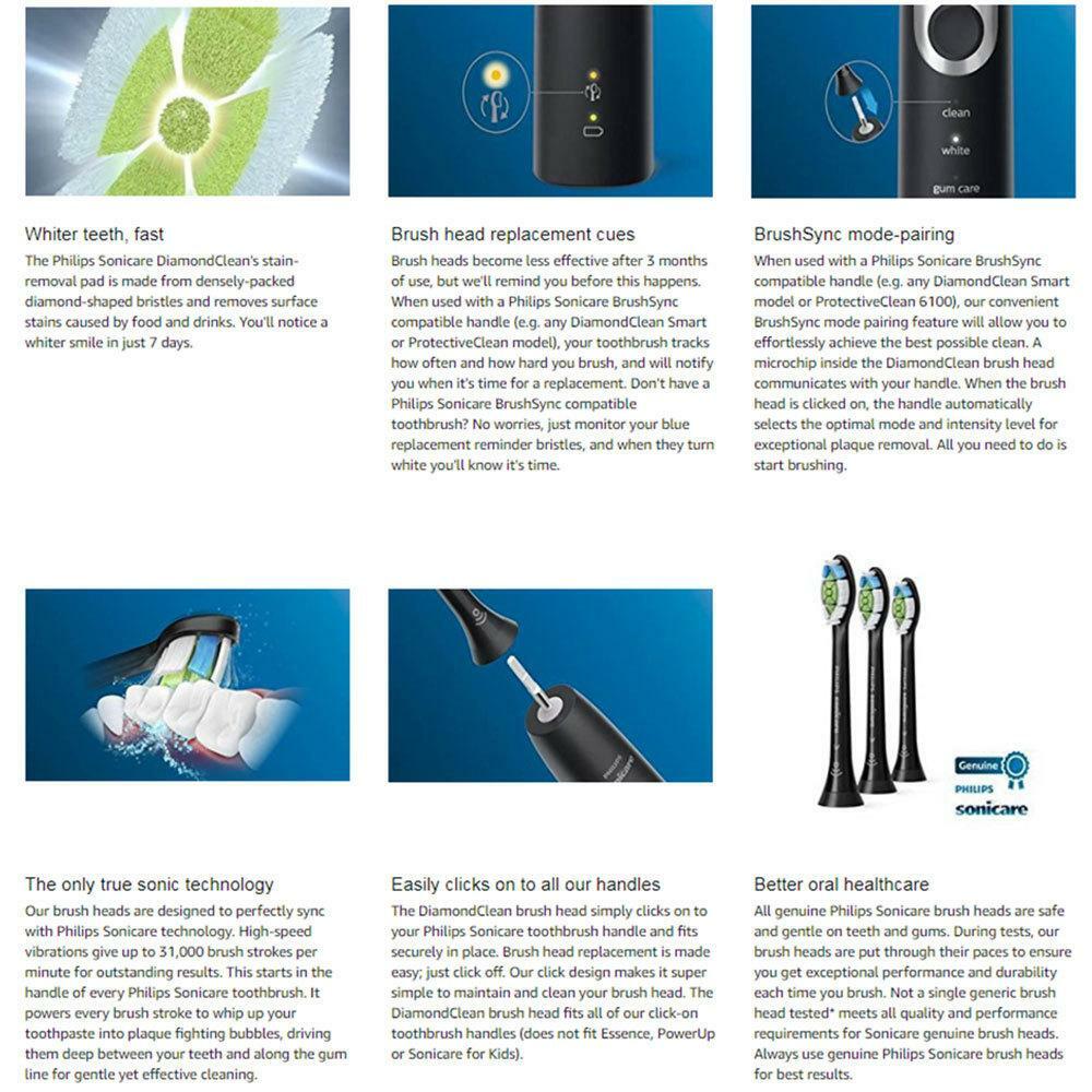 6 x Philips Sonicare W2 Optimal White Toothbrush Replacement Head Oral Health