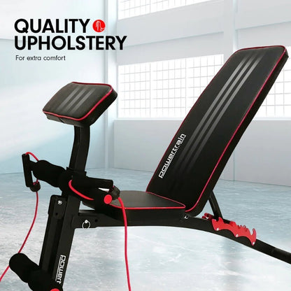 Powertrain Adjustable FID Home Gym Bench with Preacher Curl Pad Max Load 150kg
