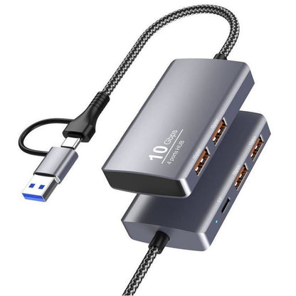 Universal 5-in-2 USB 3.2 Gen2 10Gbps Hub Splitter with 4x USB 3.2 + 1x USB C