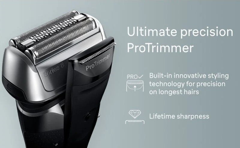 Braun Series 8 Wet & Dry 3 + 1 Head Electric Shaver & Precision Trimmer -Express