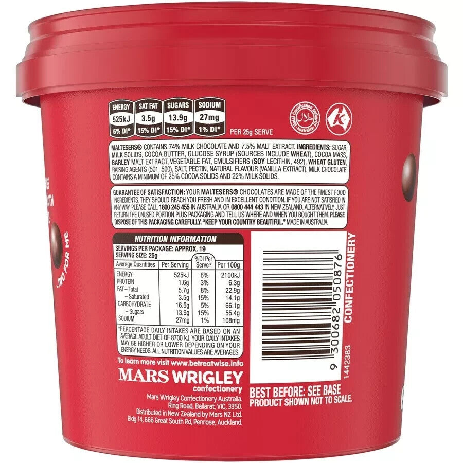 Mars Maltesers Party Bucket 880g Sweets Snack Crunchy Chocolate Bite Size Treats