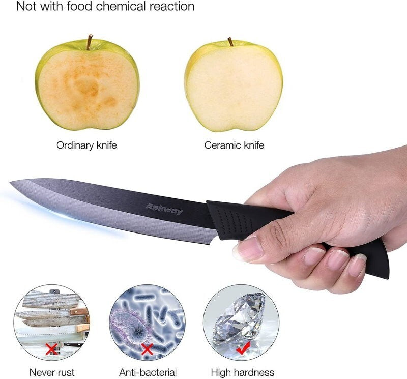 Ankway Ceramic Knife Set of 5 - Professional Chefs Knives Set for Cooking
