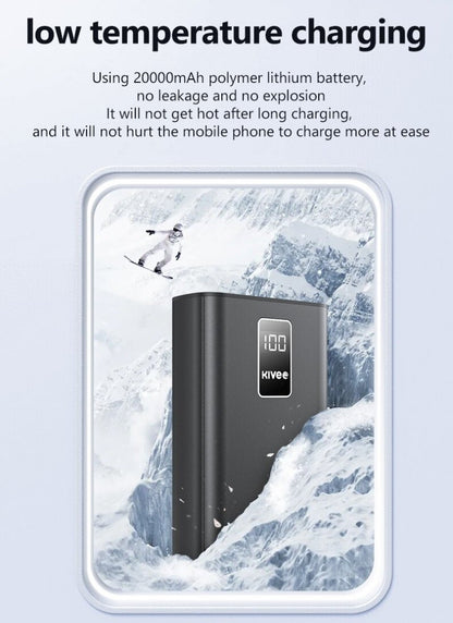 KIVEE 20000mAh Power Bank Digital Display Portable Battery USB-C Fast Charger