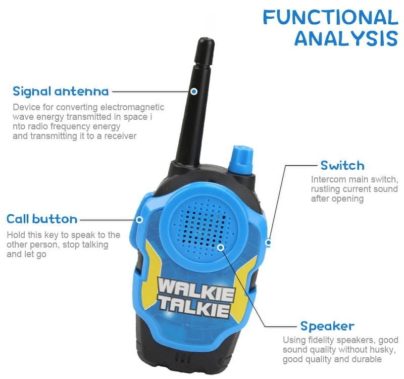 2-Pack Kid's Walkie Talkie Toys 2 Way Radio Interactive Educational Toy For 3+