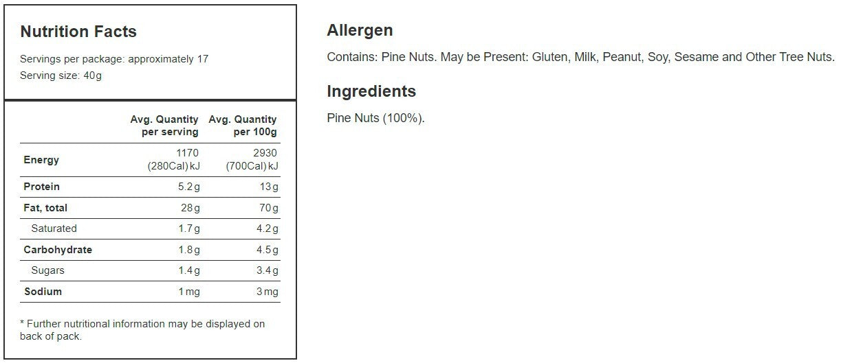 FreshLife Pine Nuts Rich in Nutrients Great Source of Fibre Ideal For Pasta 680g
