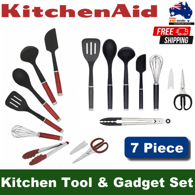 KitchenAid 7 Piece Kitchen Tool & Gadget Set - Turner, Spoon, Ladle, Tipped Tong