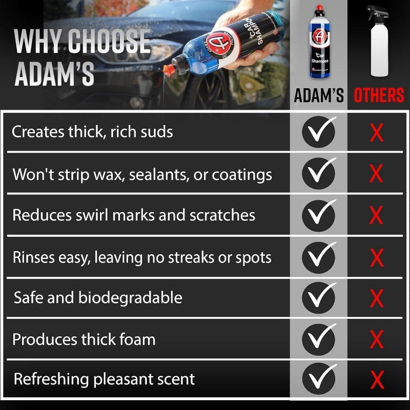 Adam's Polishes Car Wash Shampoo 2.5L Spot Free pH Best For Snow Foam Cannon