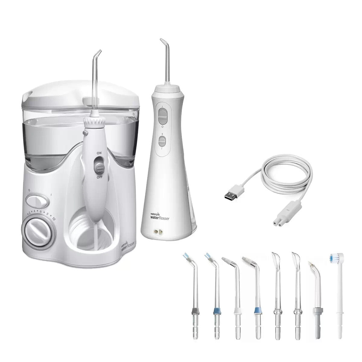 Waterpik Ultra & Cordless Plus Water Dental Flosser 10xAccessory Tips USB Charge