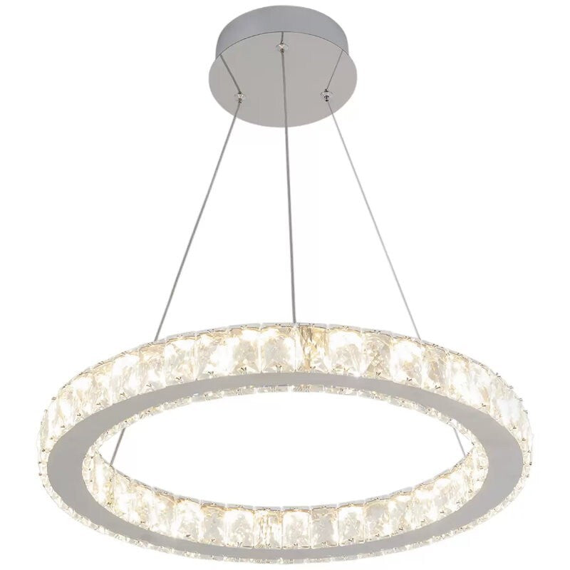 Artika Glass Crystal Halo LED Integrated Pendant Fixture Ring Light