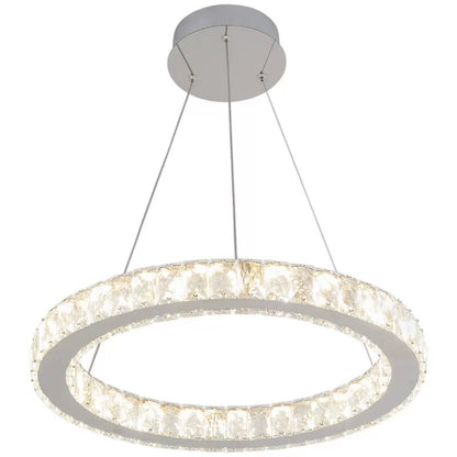 Artika Glass Crystal Halo LED Integrated Pendant Fixture Ring Light
