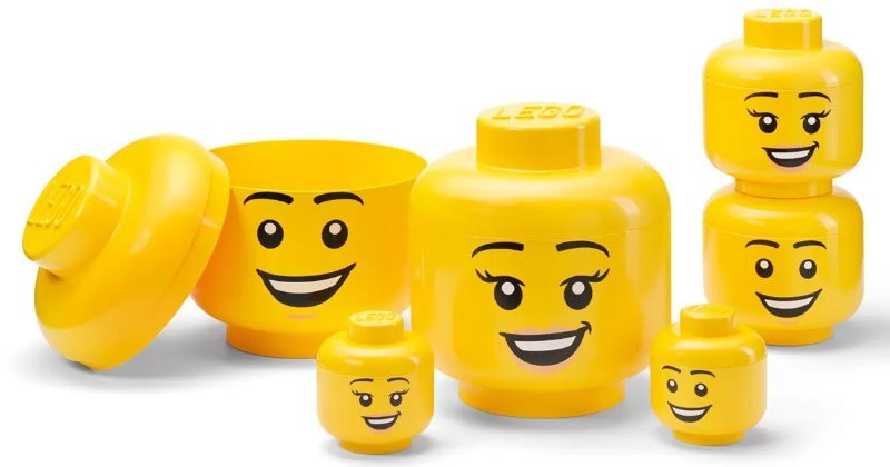 LEGO 6-Piece Storage Head Ultimate Set Fun Stackable Storage Boxes w/ Happy Face