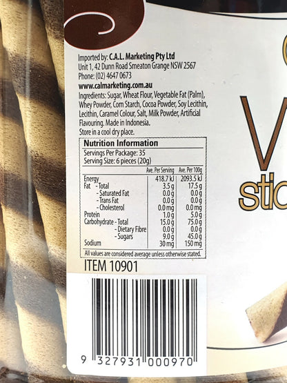 Premium Chocolate Wafer Sticks Choco Snack Soft Sweet Lollies 700g Vegetarians