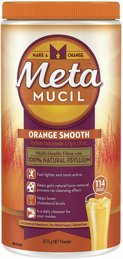 Metamucil Daily Fibre Supplement Natural Psyllium Orange Smooth 228 Doses 1.35kg