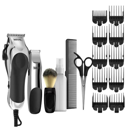 WAHL 25 Pieces Deluxe Chrome Haircutting Home Kit Complete Hair & Trimming Kit