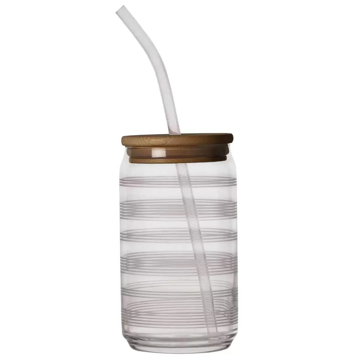 Mikasa 4 x Cold Drink Glass Tumblers 532mL with Bamboo Lid & Tritan Straw Set