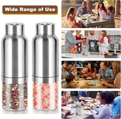 CARAHAN Salt / Pepper Gravity Activated Electric Grinder Set Adjustable & AUTO