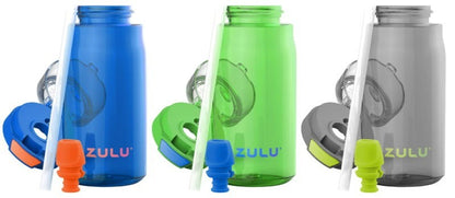 ZULU 3-Pack Kids Flex Tritan Water Bottle Set 16 oz / 473 ml for Boys or Girls