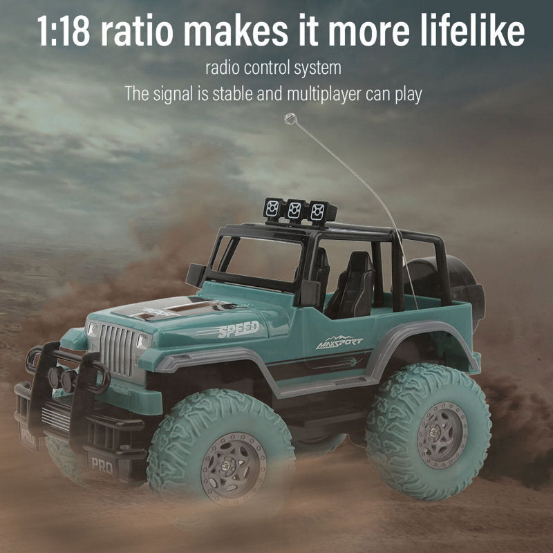 MGRC RTR 1/18 Scale 2.4G RWD RC Off-Road Car 2WD High Speed w/ LED Lights, Alloy