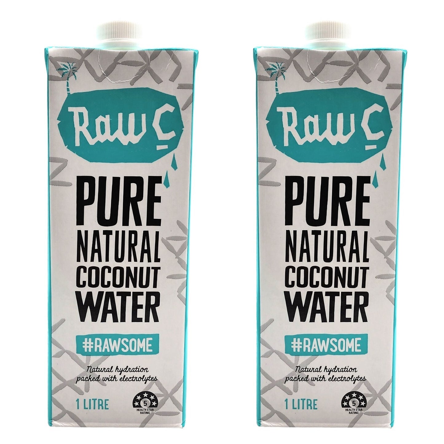 2 x 1L RawC Pure Natural 100% Coconut Water No Added Sugar GMO Free Gluten Free