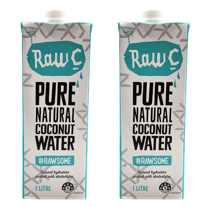 2 x 1L RawC Pure Natural 100% Coconut Water No Added Sugar GMO Free Gluten Free