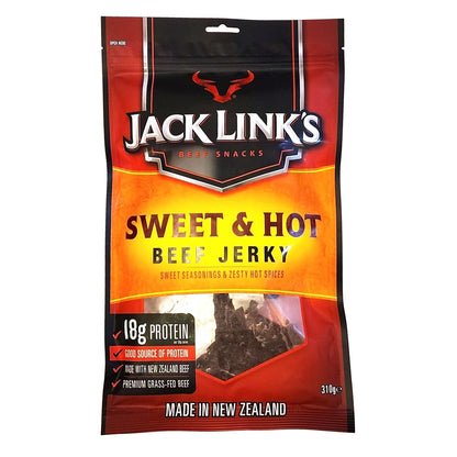 Jack Link's Sweet & Hot Beef Jerky Premium Grass-Fed Beef Protein Snack 310g NZ