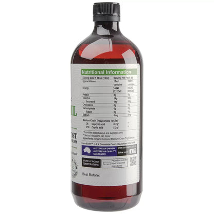 Coco Earth 1L Organic MCT Oil Unflavoured Boost Metabolism Non GMO Gluten Free