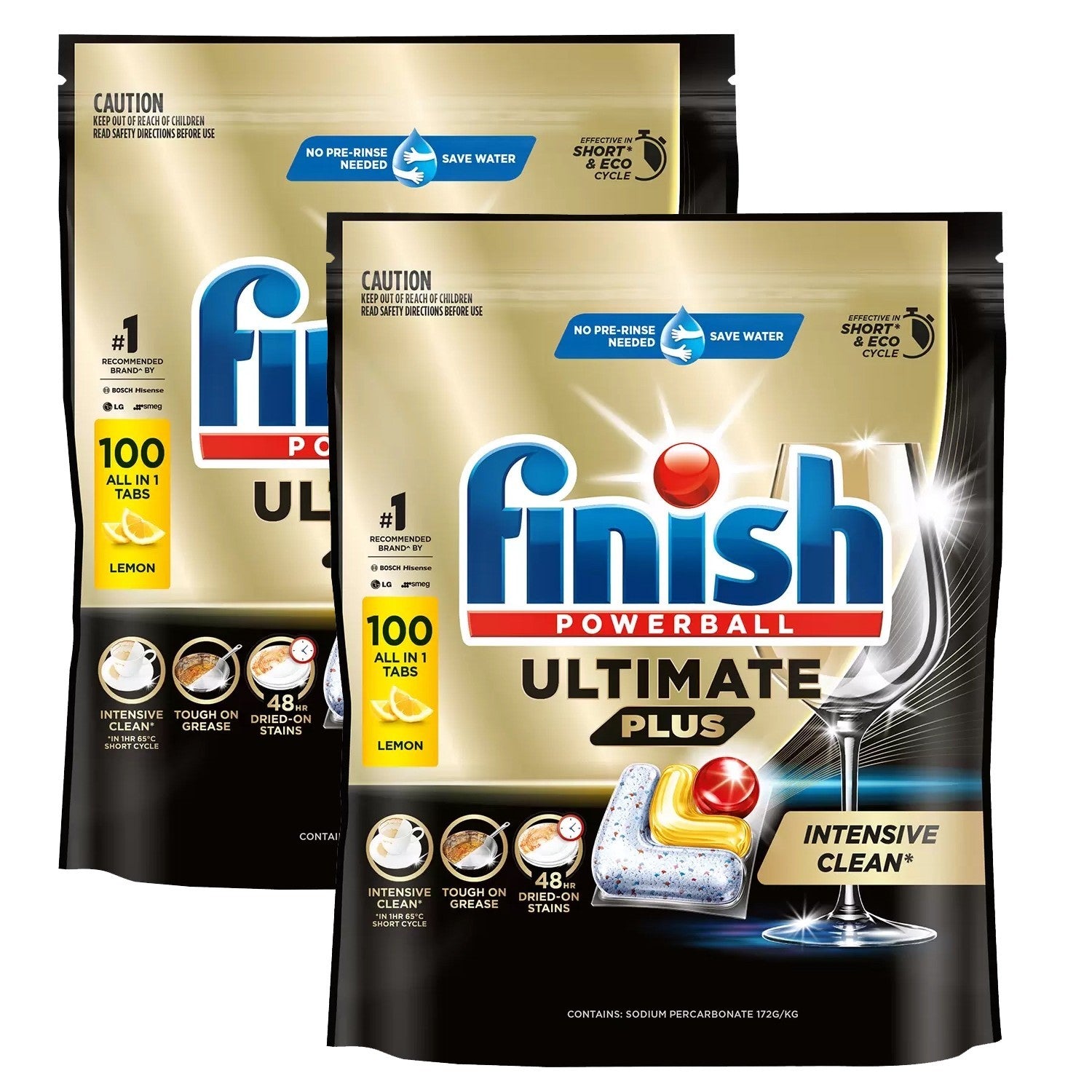 Finish Powerball Ultimate Plus Deep Clean Shine 200 Dishwashing Tablets Lemon