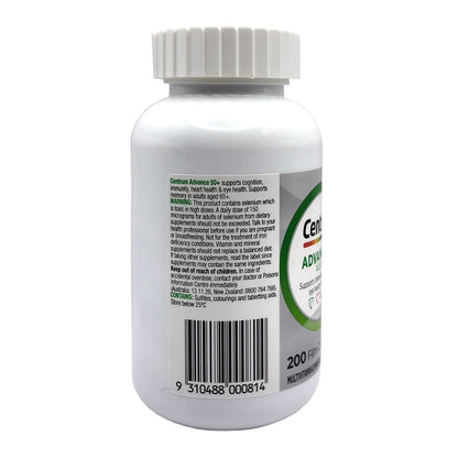 Centrum Advance 50+ For Adults Multivitamin Minerals Dietary Supplement 200 Tabs