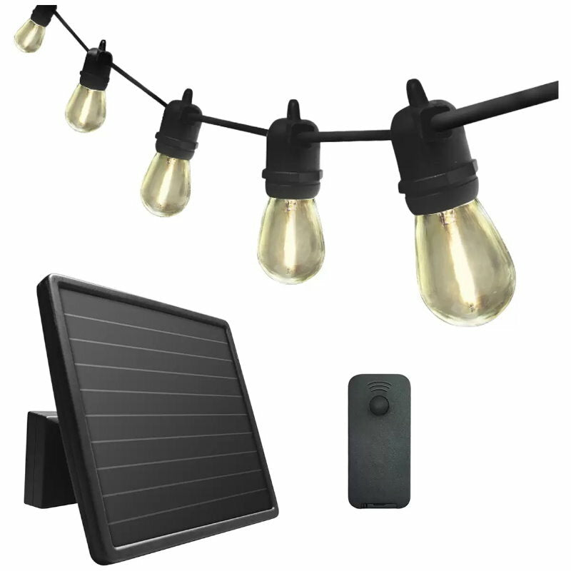 Sunforce Solar Powered Outdoor Waterproof 15 LED Bulbs String Lights w/ Remote