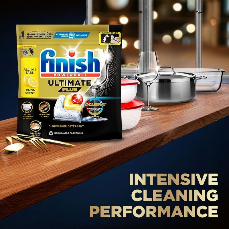 Finish Powerball 100 Count Ultimate Plus Lemon Scent Dishwashing Tablets