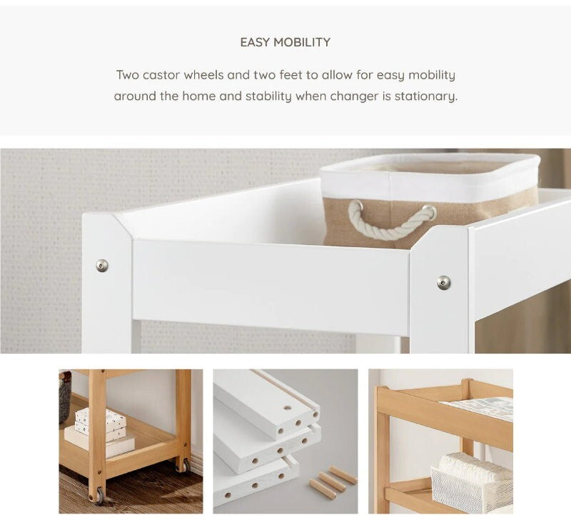 Boori 3 Tier Changer Wood Nursery Multifunctional Changing Table for Newborns