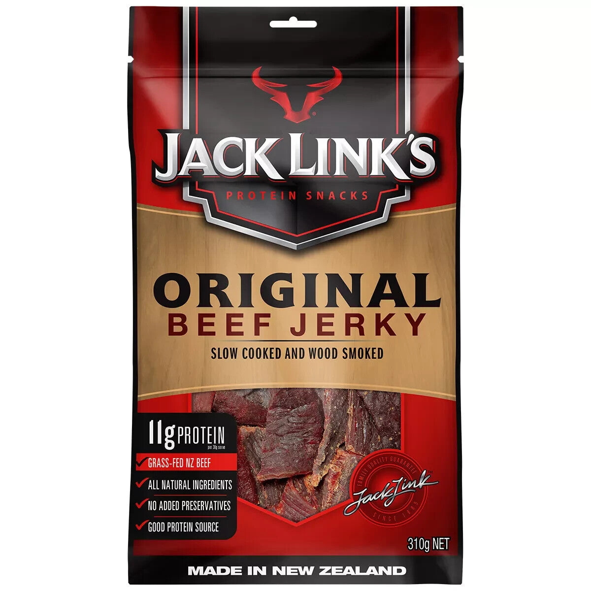 Jack Link's Original Beef Jerky Slow Cook Protein Snack Hardwood Smoked 3 x 310g